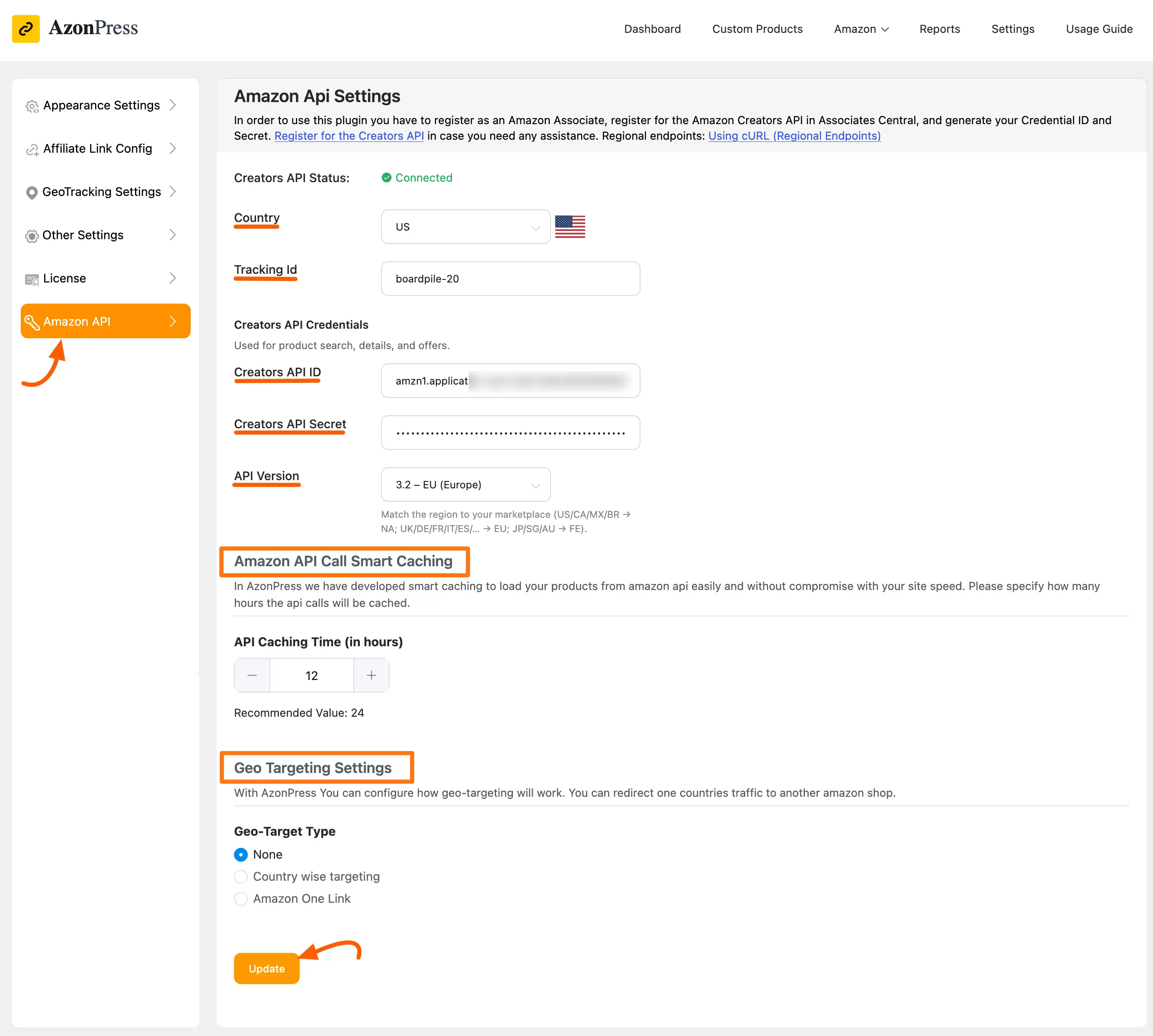 Configuring Amazon API