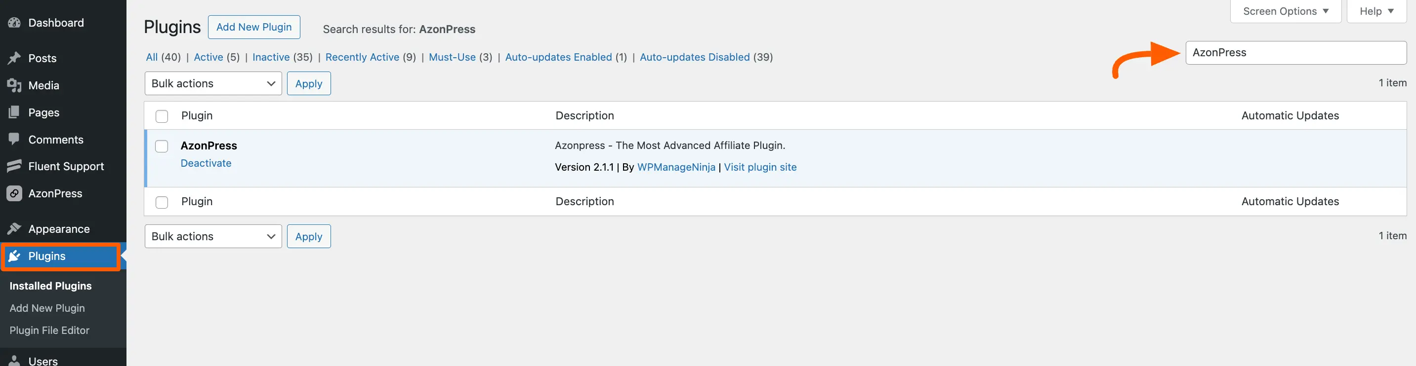 Update option for AzonPress Plugin